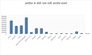 अमेरिका में हिंदी सर्वाधिक बोले जाने वाली भारतीय भाषा